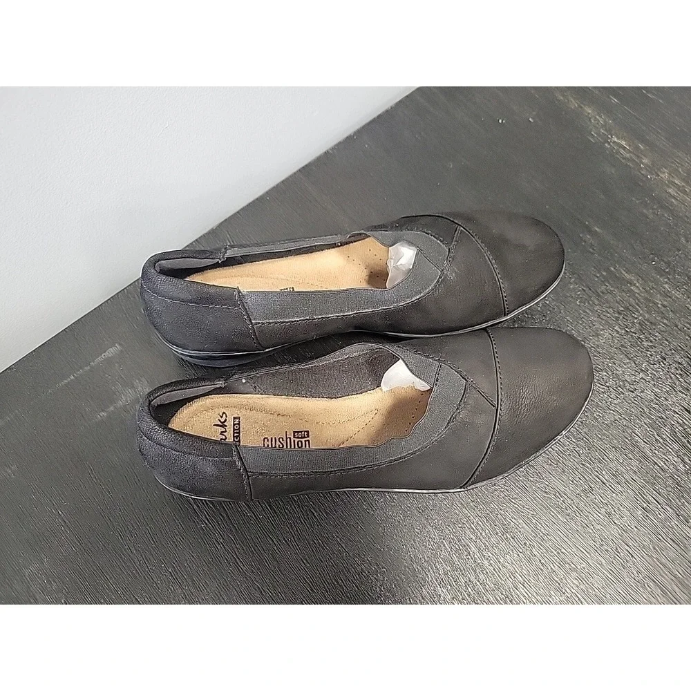 Clarks Cloudsteppers Sillian Jetay Black Slip On Flat Shoes Womens 7